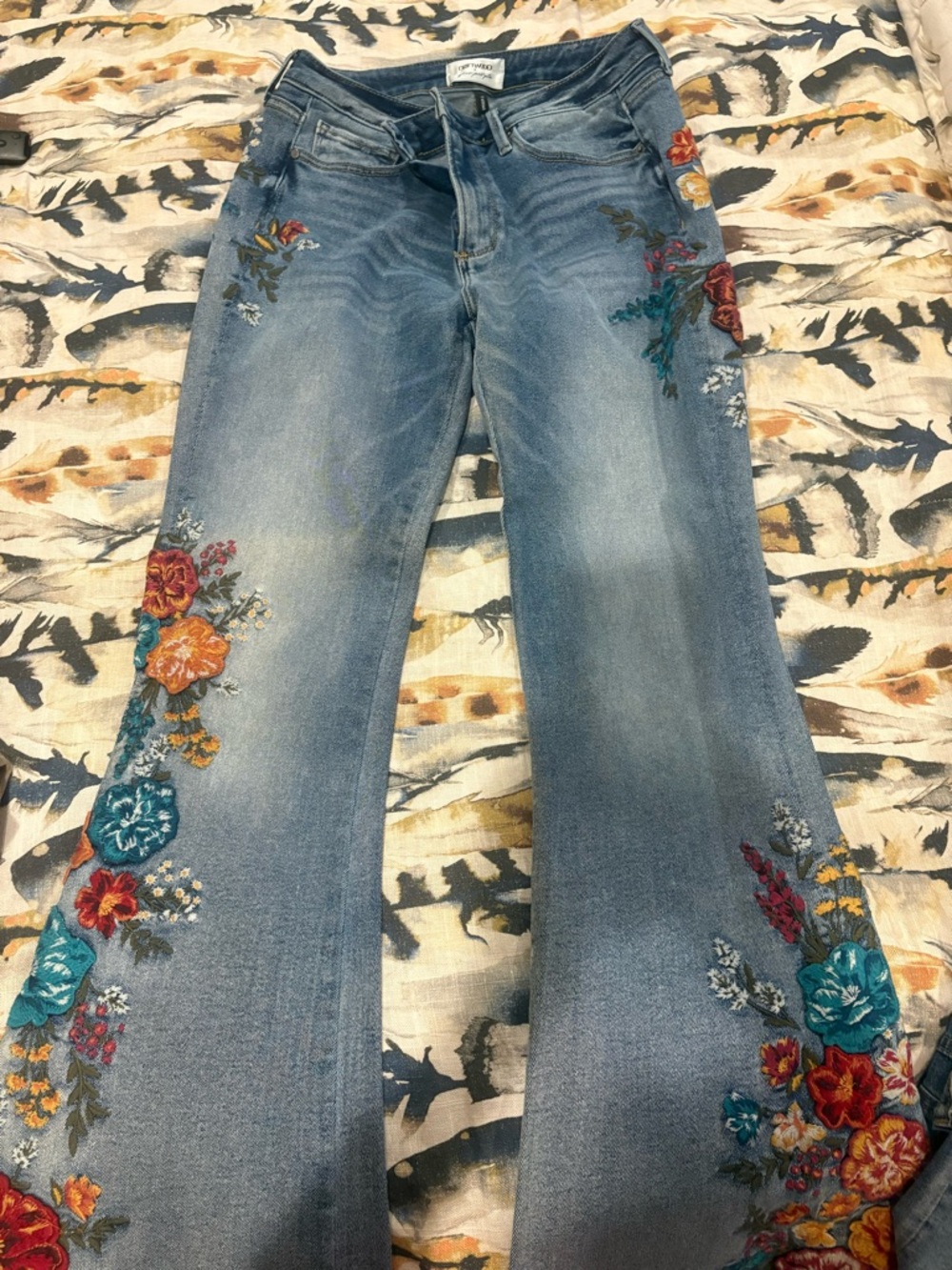 DRIFTWOOD Light Blue Embroidered Flare Jeans
